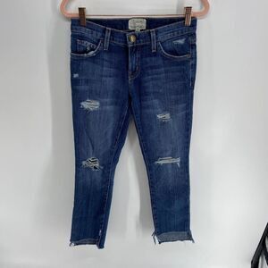 Current Elliott midrise dark wash distressed step hem pant jeans womens 25